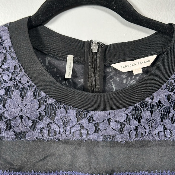 Rebecca Taylor Silk and Cotton Patchwork Lace Mixed-Media Top size 8 - Picture 4 of 15